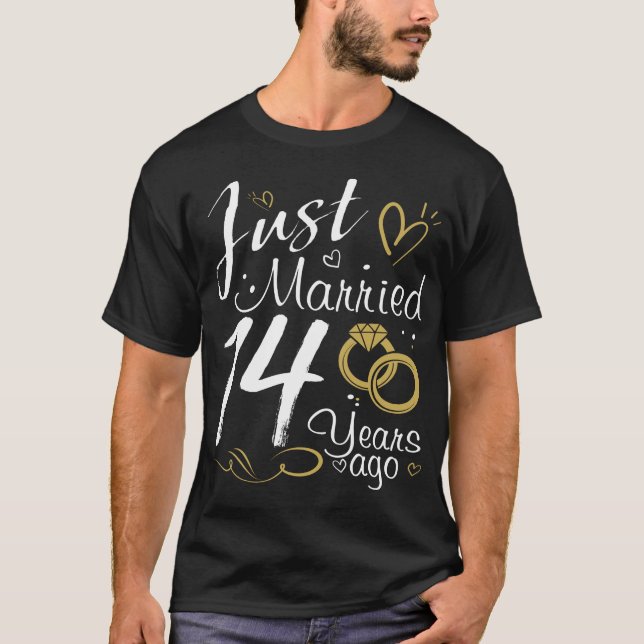 Camiseta 14° Aniversario del Boda. Solo casado hace 14 años (Anverso)