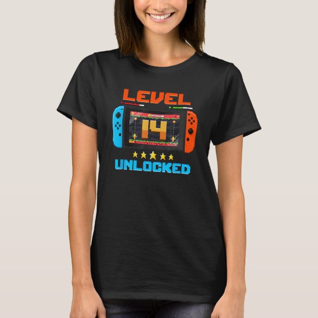 Camiseta 14 años de edad 14 niños desbloqueados 14º cumplea (Anverso)
