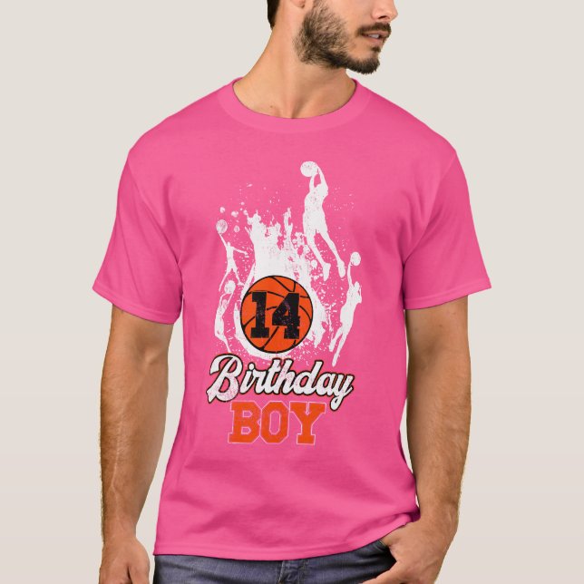 Camiseta 14 Años Tema De Baloncesto Cumpleaños Niño De 14 A (Anverso)