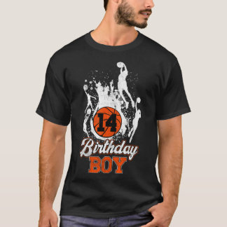 Camiseta 14 años Tema del baloncesto Cumpleaños Niño 14 año