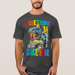 Camiseta 14 Awesome Since 2008 Dinosaur Monster Truck 14th