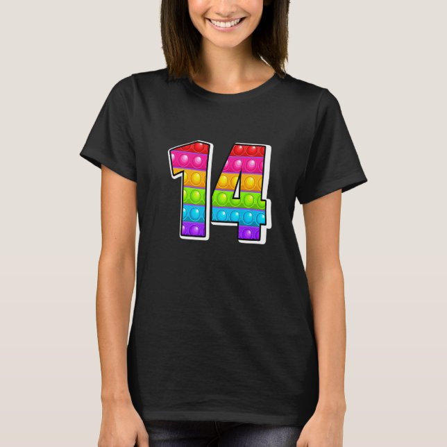 Camiseta 14 Capital Cutest Número14 Alphabet Funny Poppin K (Anverso)