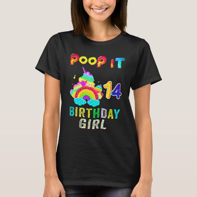 Camiseta 14 cumpleaños niña fiesta Fidget Pop It catorce 10 (Anverso)