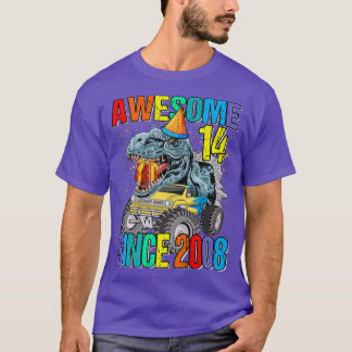 Camiseta 14 increíble desde 2008 Camión Monstruo Dinosaurio