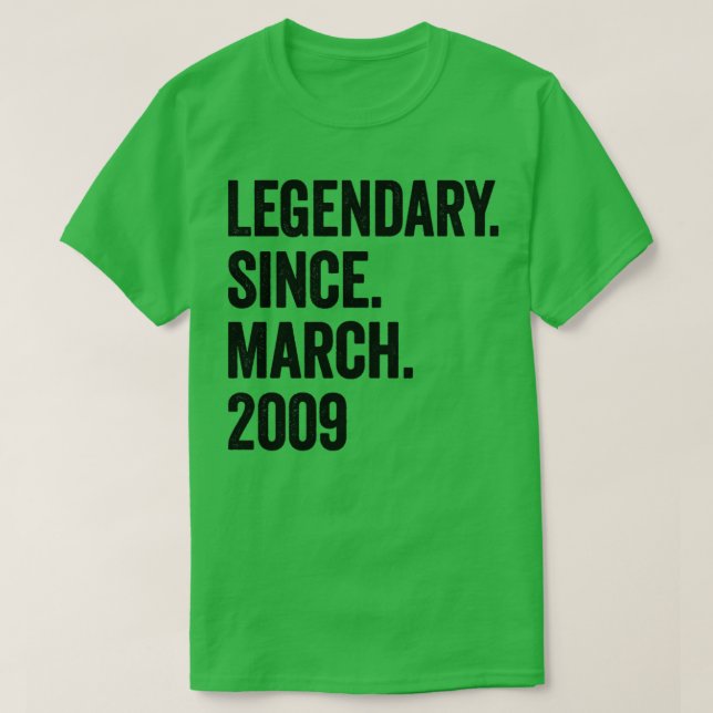 Camiseta 14 Years Legendary Since March 2009 14th Birthday (Diseño del anverso)