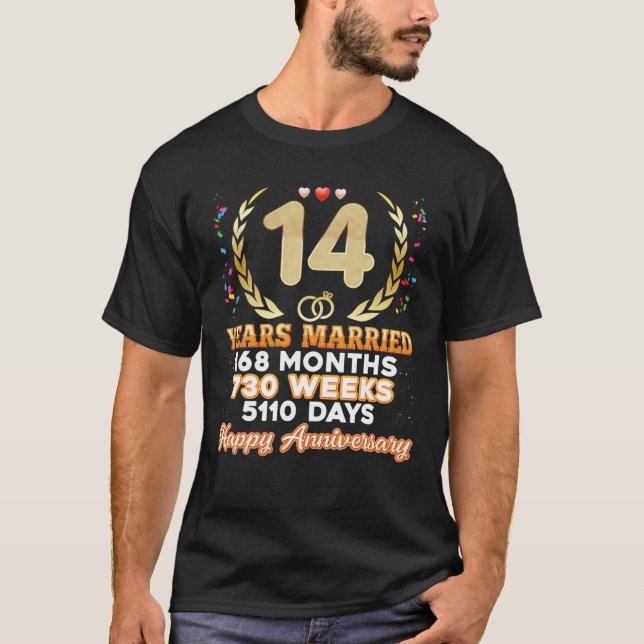 Camiseta 14 Years Married Happy 14Th Wedding Anniversary Co (Anverso)