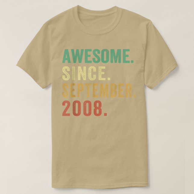 Camiseta 14 Years Old Gift Awesome Since September 2008 14t (Diseño del anverso)