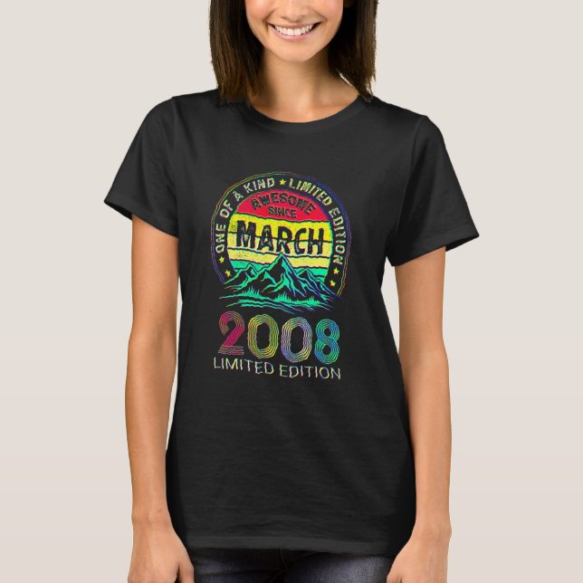 Camiseta 14th Birthday 14 Year Awesome Since March 2008 (Anverso)