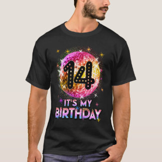 Camiseta 14th Birthday Outfit For Girls 1970s Retro Ball Di