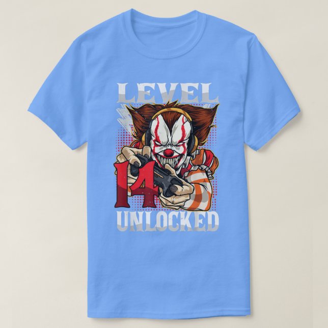 Camiseta 14th Birthday Video Gamer Scary Clown Turning 14 G (Diseño del anverso)
