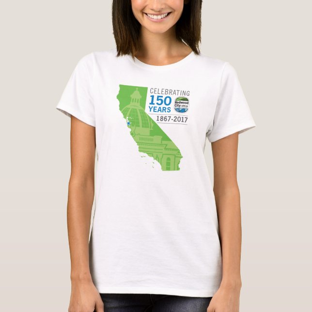 Camiseta 150 Aniversario de la ciudad de Redwood (Anverso)