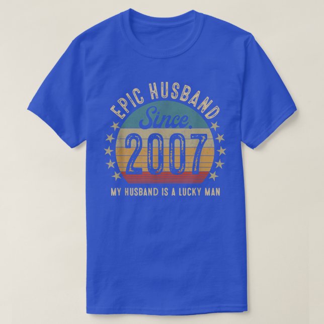 Camiseta 15.º Aniversario Boda De Su Esposo Épico Sinc (Diseño del anverso)