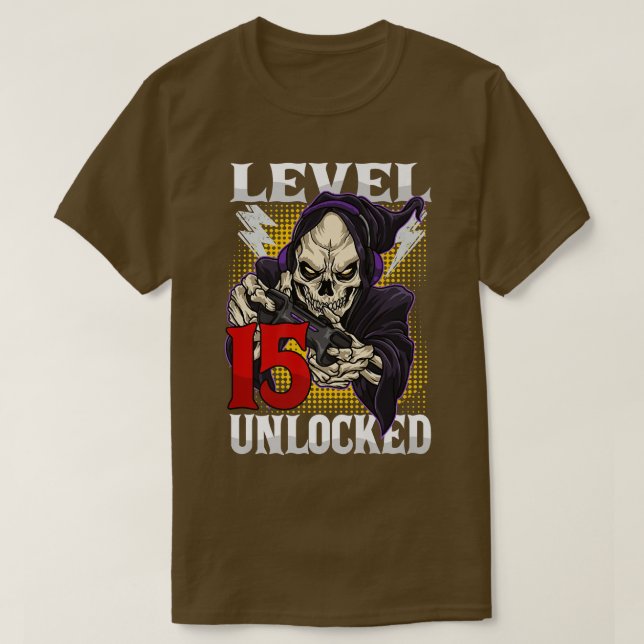 Camiseta 15.º Aniversario del Skeleton Nivel 15 Gama desblo (Diseño del anverso)