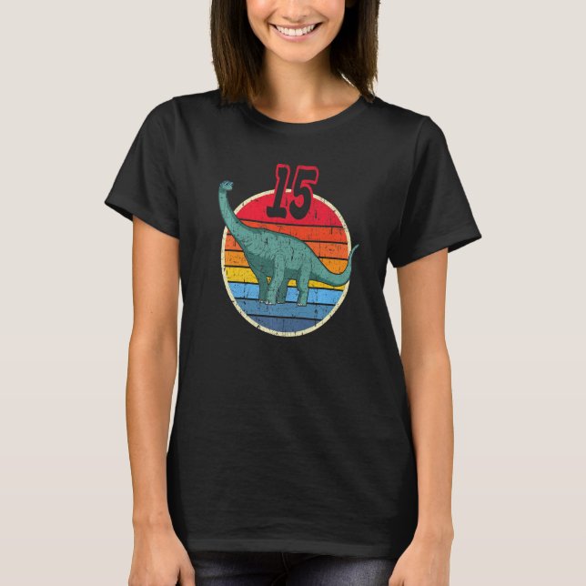 Camiseta 15.º cumpleaños I Brachiosaurus Diplodocuments I F (Anverso)