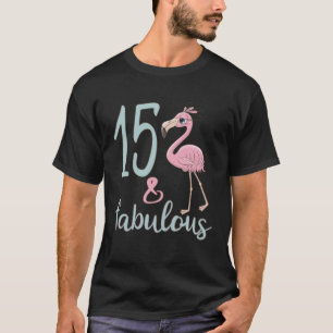 Camiseta 15.º Fiesta de cumpleaños Chica Flamingo Cute de 1