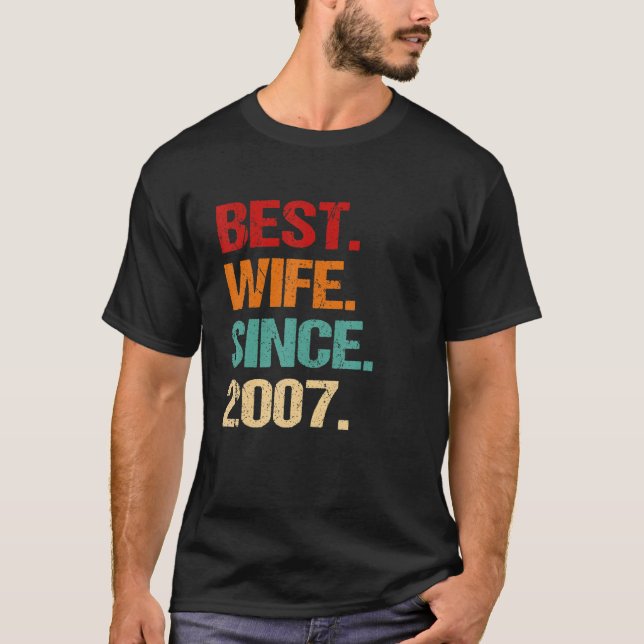 Camiseta 15° Aniversario Boda Retro Mejor Esposa Desde 2000 (Anverso)