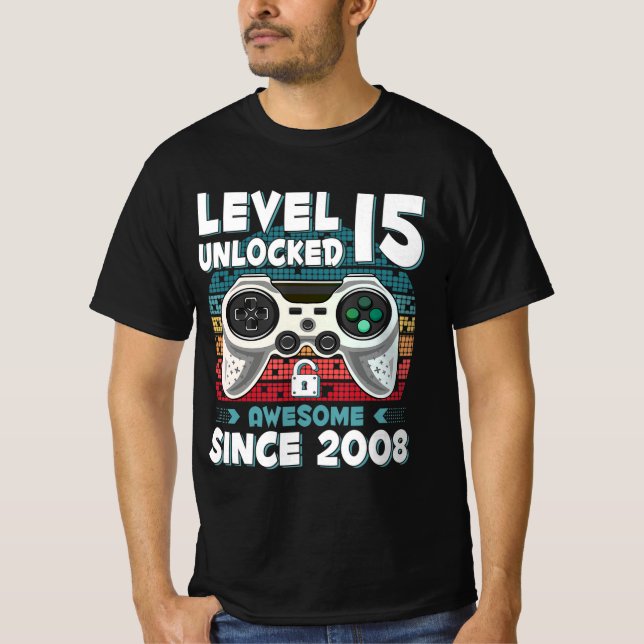 Camiseta 15 años BDay Son Boy Fun Gamer 15 años (Anverso)