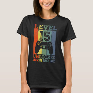 Camiseta 15 años de edad 15 videojugador desbloqueado 15º B