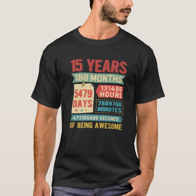 Camiseta 15 Años De Edad Decoraciones De Cumpleaños Bda (Anverso)