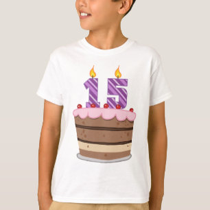 Camiseta 15 años en el pastel de cumpleaños