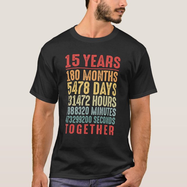 Camiseta 15 años juntos 15 años de Boda casados (Anverso)