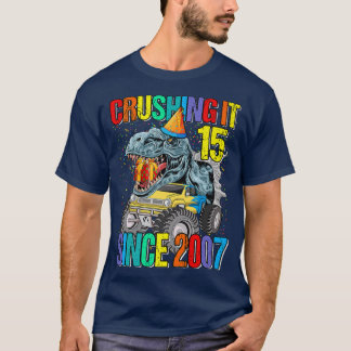 Camiseta 15 Aplastándolo Desde 2007 Camión Monstruo Dinosau