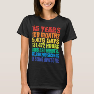 Camiseta 15 Cumpleaños, Niños y Niñas, Genial 15 Años De 