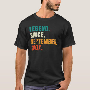 Camiseta 15 Years Old Gift Legend Since September 2007 15th