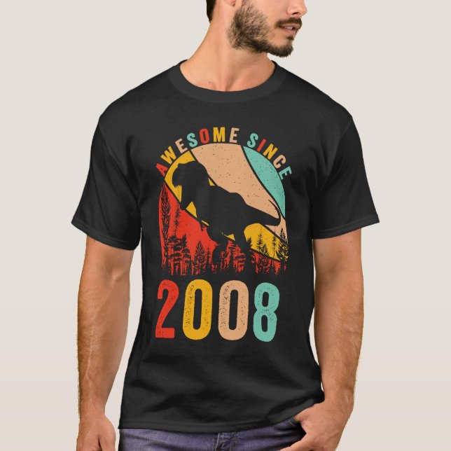 Camiseta 15th Bday Dinosaur T Rex Boys Retro Awesome Since  (Anverso)