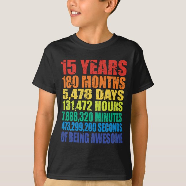 Camiseta 15th Birthday, Boys &amp; Girls, Cool 15 Years Of  (Anverso)