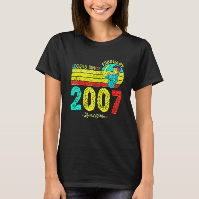 Camiseta 15th Birthday February 2007 Legend Since 2007 15 Y (Anverso)