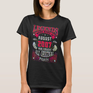 Camiseta 15th Birthday  Legends Born In August 2007 15 Year