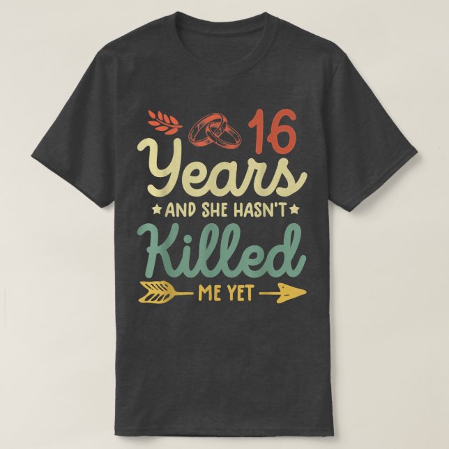 Camiseta 16.º aniversario boda parejas que coinciden 16 (Diseño del anverso)