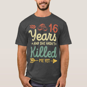 Camiseta 16.º aniversario boda parejas que coinciden 16