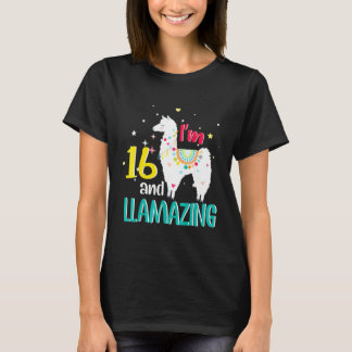 Camiseta 16.º cumpleaños Llama Im 16 y Llamada