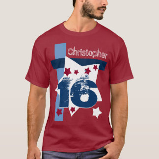 Camiseta 16.º CUMPLEAÑOS Personalizado AZUL ROJO V11BE