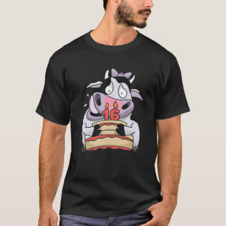 Camiseta 16.º Regalo De Cumpleaños Graciosa Y Feliz Vaca Co