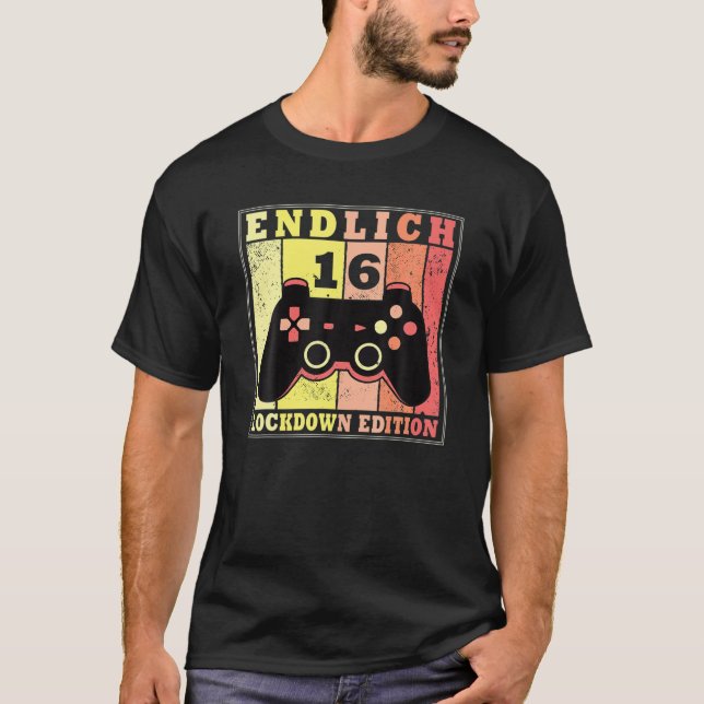 Camiseta 16.º Regalo De Cumpleaños Nivel 16 Lockdown Editio (Anverso)
