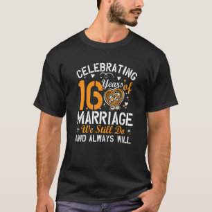 Camiseta 16° Aniversario Boda de Pareja Hombres Mujeres