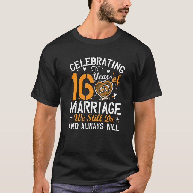 Camiseta 16° Aniversario Boda de Pareja Hombres Mujeres (Anverso)