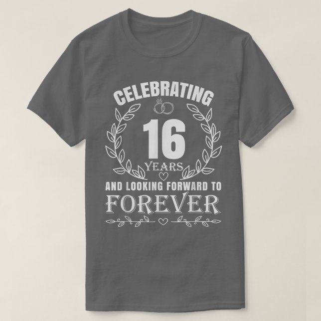 Camiseta 16° aniversario Boda para parejas casadas (Diseño del anverso)