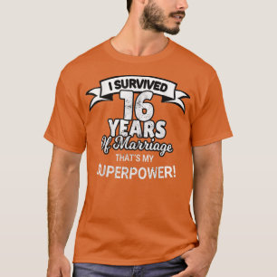 Camiseta 16 Aniversario Del Boda Matrimonial