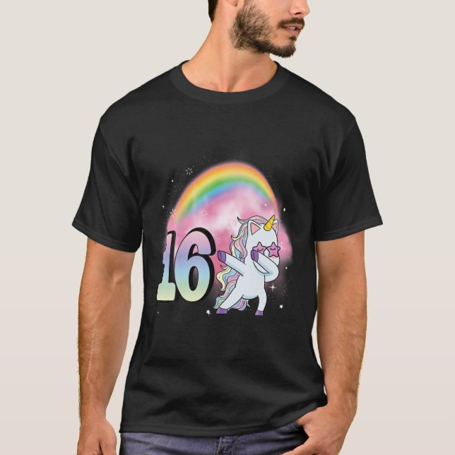 Camiseta 16 Años De Chica Unicornio Fiesta De Pescado (Anverso)