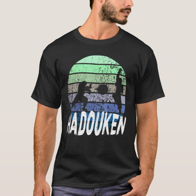 Camiseta 16 bit Retro HADOUKEN Fighter 4 (Anverso)