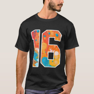 Camiseta 16 Coloridos Números De Equipo Deportivo Delante Y