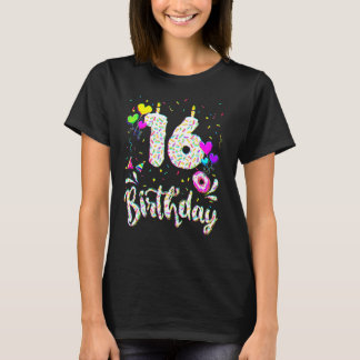 Camiseta 16th Birthday Girl Tee 16 Years Old Bday Doughnut