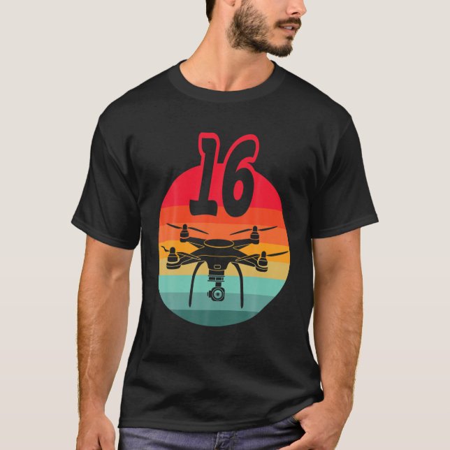 Camiseta 16Th Birthday I Retro Remote Control Drones With C (Anverso)