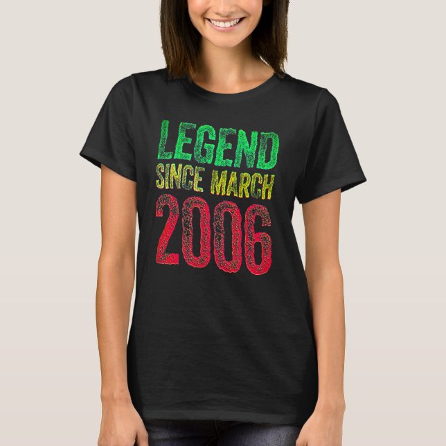 Camiseta 16th Birthday March Born Shirt 16 Years Legend Sin (Anverso)