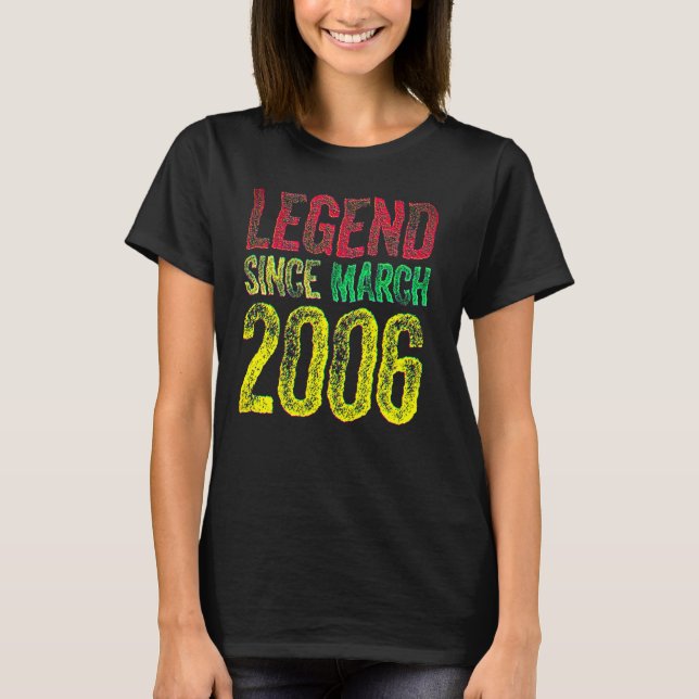 Camiseta 16th Birthday March Born Shirt 16 Years Legend Sin (Anverso)