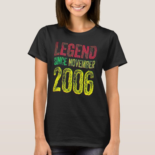 Camiseta 16th Birthday November Born 16 Years Legend Since  (Anverso)